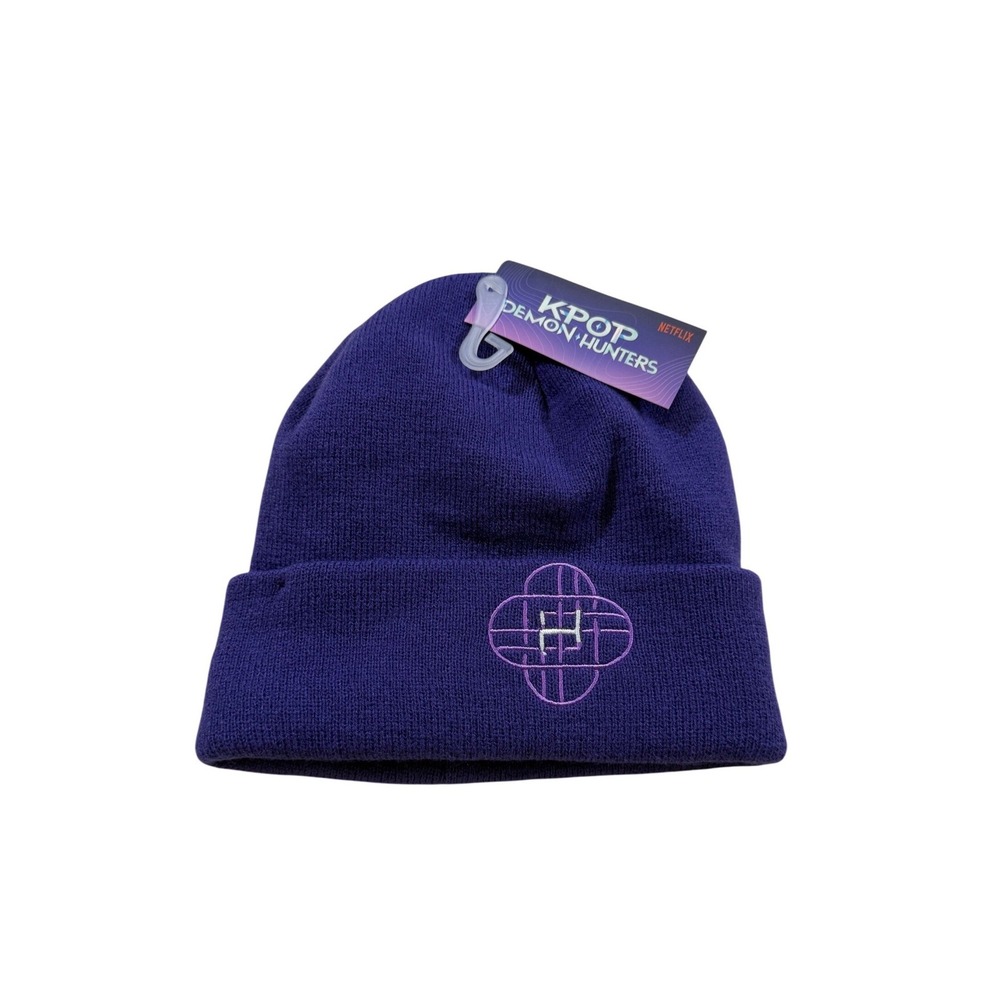 KPOP Demon Hunters Netflix Beanie Purple Knit  Winter Hat Anime Korean Kids NWT